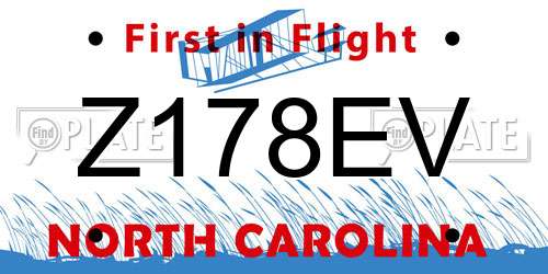 Z178EV North Carolina License Plate
