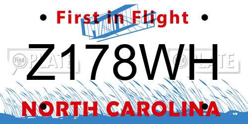 Z178WH North Carolina License Plate