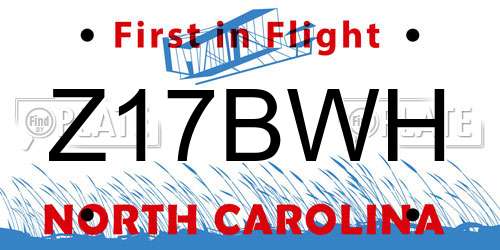 Z17BWH North Carolina License Plate