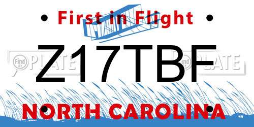 Z17TBF North Carolina License Plate