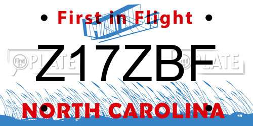 Z17ZBF North Carolina License Plate