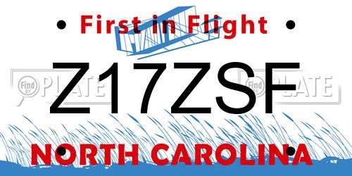 Z17ZSF North Carolina License Plate