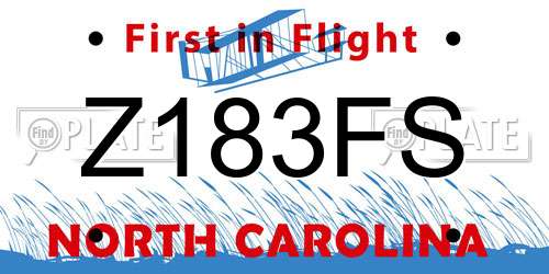 Z183FS North Carolina License Plate