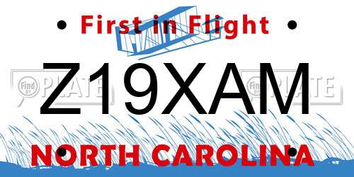 Z19XAM North Carolina License Plate