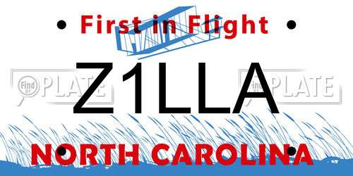 Z1LLA North Carolina License Plate