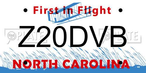 Z20DVB North Carolina License Plate