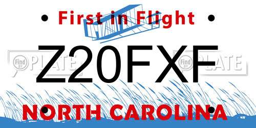 Z20FXF North Carolina License Plate