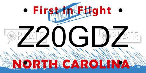 Z20GDZ North Carolina License Plate
