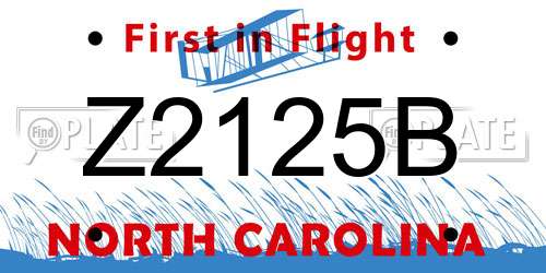 Z2125B North Carolina License Plate