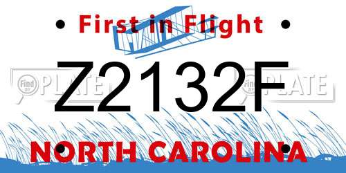 Z2132F North Carolina License Plate