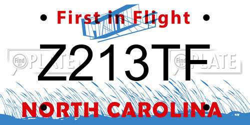 Z213TF North Carolina License Plate