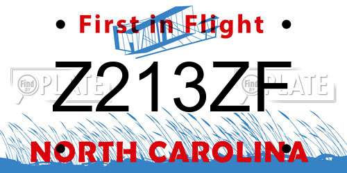 Z213ZF North Carolina License Plate
