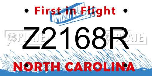 Z2168R North Carolina License Plate