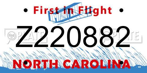 Z220882 North Carolina License Plate