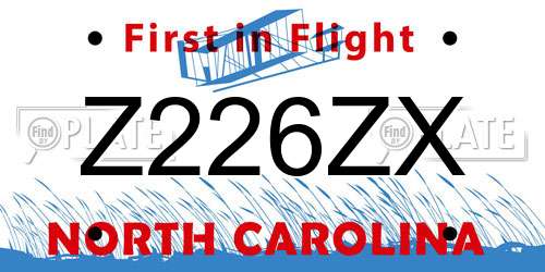 Z226ZX North Carolina License Plate