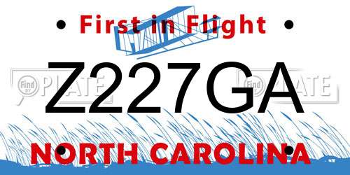Z227GA North Carolina License Plate