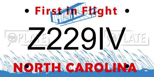 Z229IV North Carolina License Plate