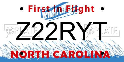 Z22RYT North Carolina License Plate