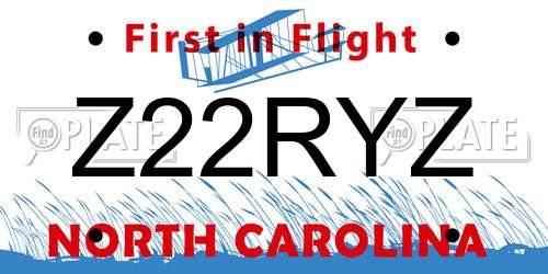 Z22RYZ North Carolina License Plate