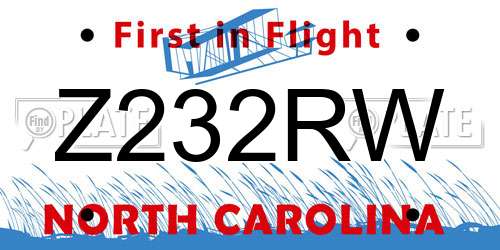 Z232RW North Carolina License Plate