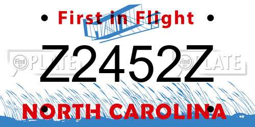 Z2452Z North Carolina License Plate