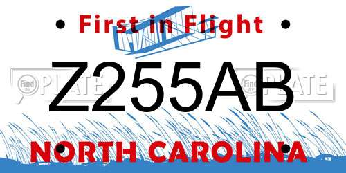 Z255AB North Carolina License Plate
