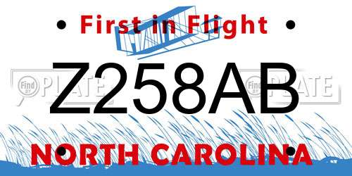 Z258AB North Carolina License Plate