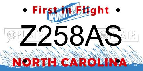 Z258AS North Carolina License Plate