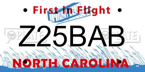 Z25BAB North Carolina License Plate