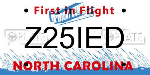 Z25IED North Carolina License Plate
