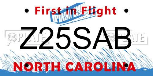 Z25SAB North Carolina License Plate