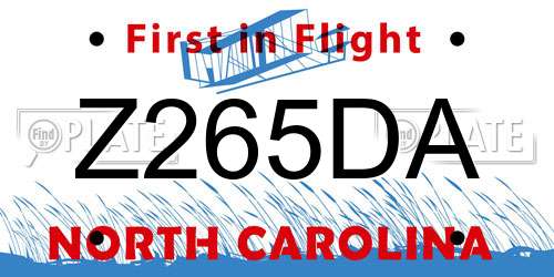 Z265DA North Carolina License Plate