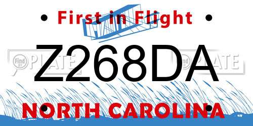 Z268DA North Carolina License Plate