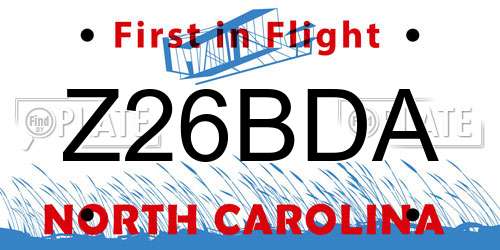 Z26BDA North Carolina License Plate