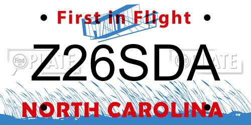 Z26SDA North Carolina License Plate