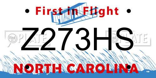 Z273HS North Carolina License Plate