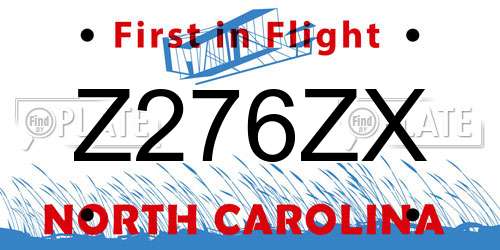 Z276ZX North Carolina License Plate