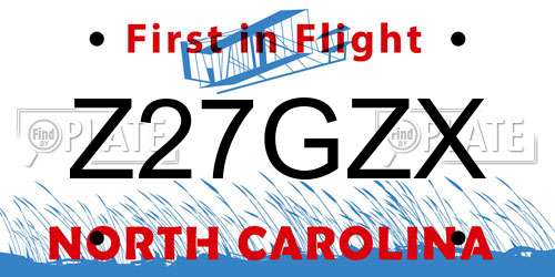 Z27GZX North Carolina License Plate