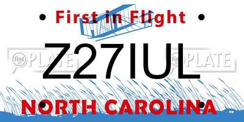 Z27IUL North Carolina License Plate
