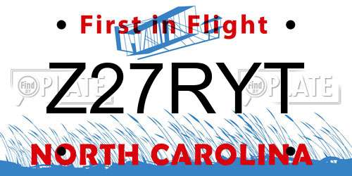 Z27RYT North Carolina License Plate
