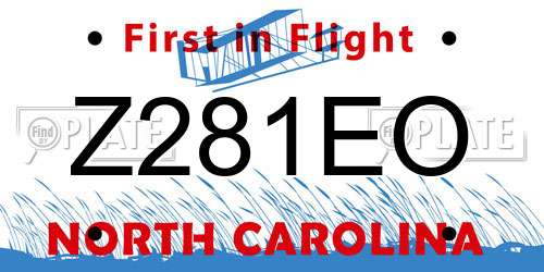Z281EO North Carolina License Plate