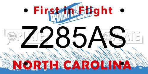 Z285AS North Carolina License Plate