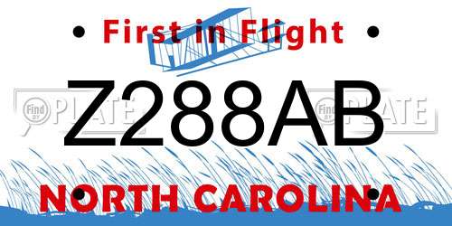Z288AB North Carolina License Plate