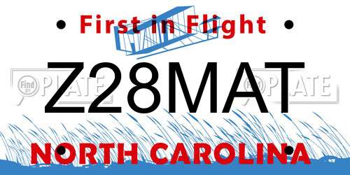 Z28MAT North Carolina License Plate