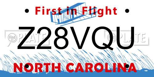 Z28VQU North Carolina License Plate