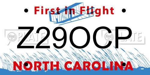 Z29OCP North Carolina License Plate