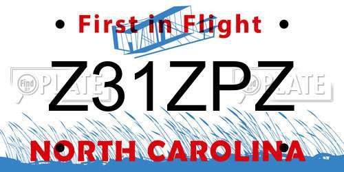 Z31ZPZ North Carolina License Plate