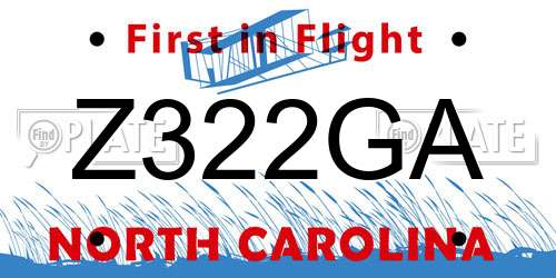 Z322GA North Carolina License Plate