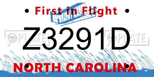 Z3291D North Carolina License Plate