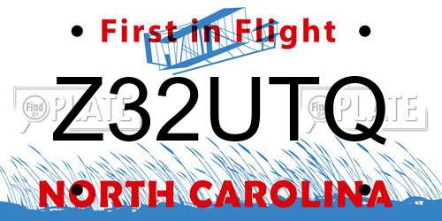 Z32UTQ North Carolina License Plate
